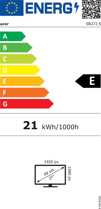 Energie-Label Acer SB272Ebi (1920 x 1080 Pixel, 27")
