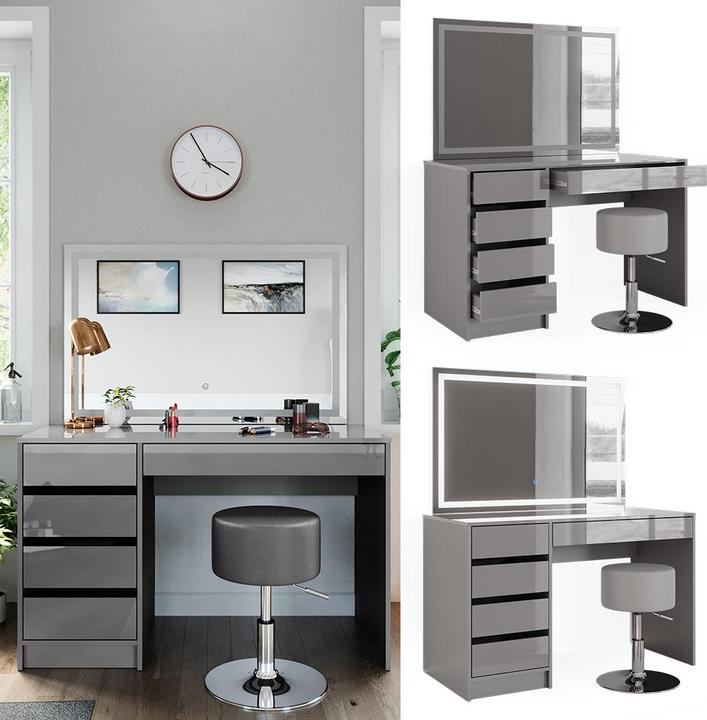 Image du produit Vicco Sherry avec miroir LED et tabouret (120 x 55 x 75 cm)