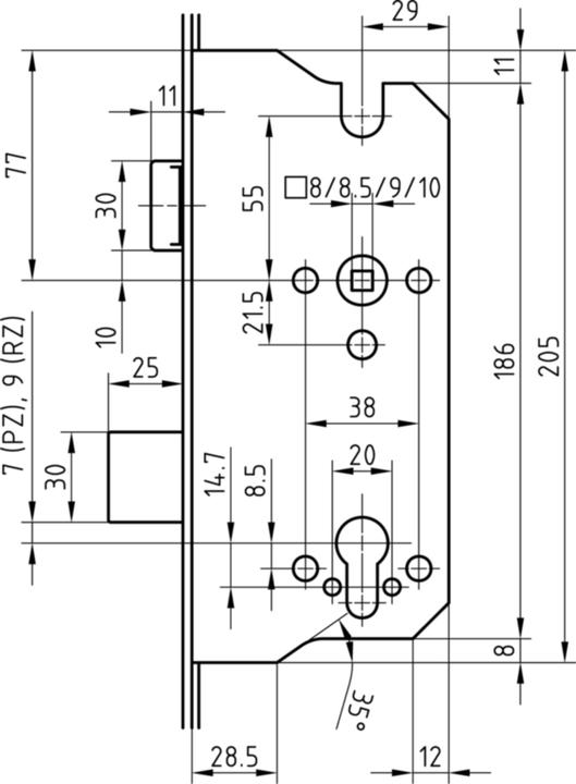 Actual product image Glutz Multi-point locks MINT 18920 SB PE