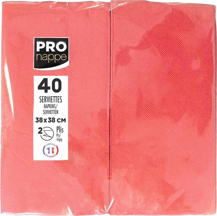 PROnappe Servietten rot 2-lagig 38,0 x 38,0 cm, 40 St. (40 pz., 38 x 38 cm)