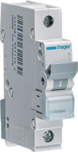 Actual product image Hager MCN140. Rated current: 40 A. Type: C-type, Module quantity (max): 1 module(s). Width: 17.5 mm