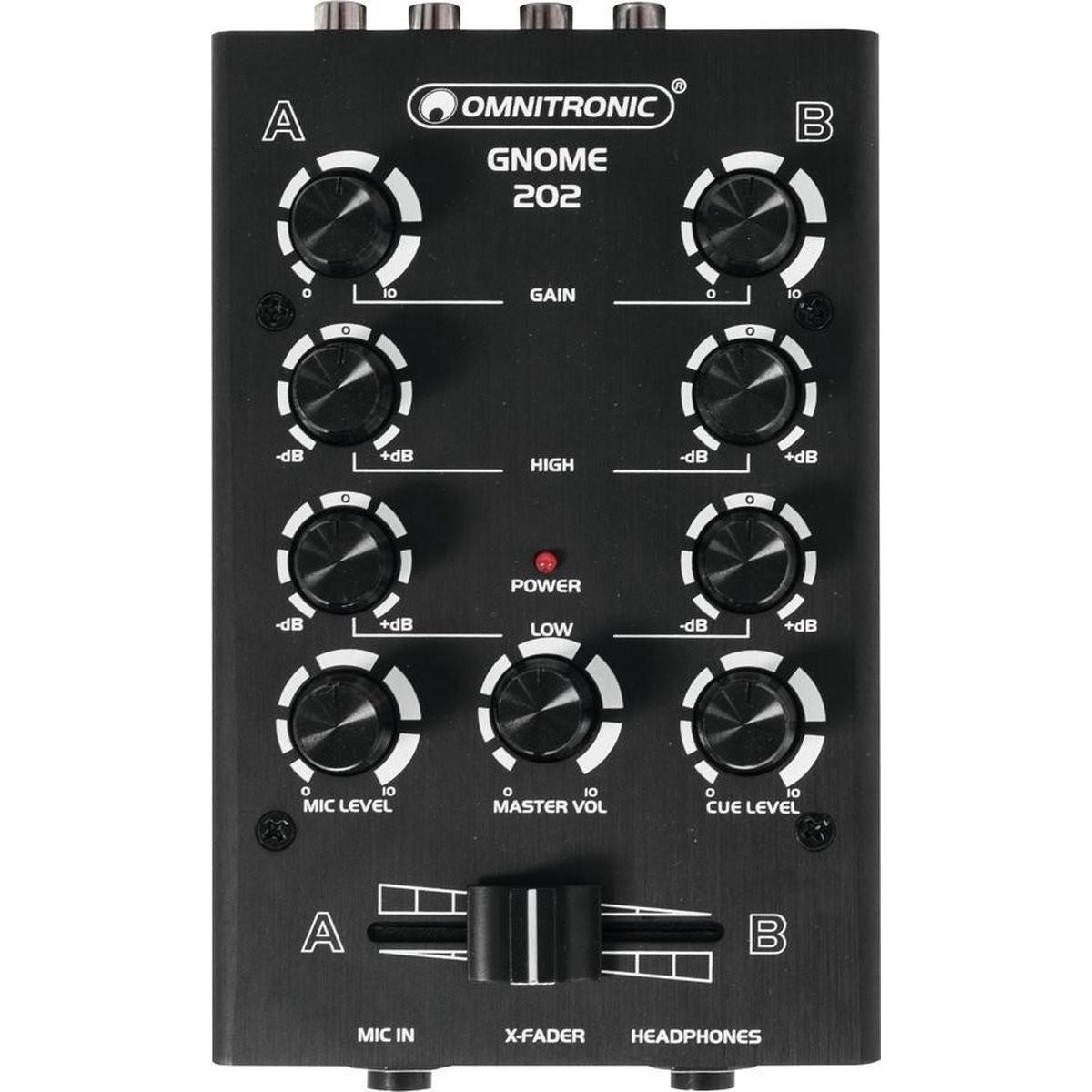 Omnitronic Gnome E-202 DJ Mixer, Mixer audio, Nero