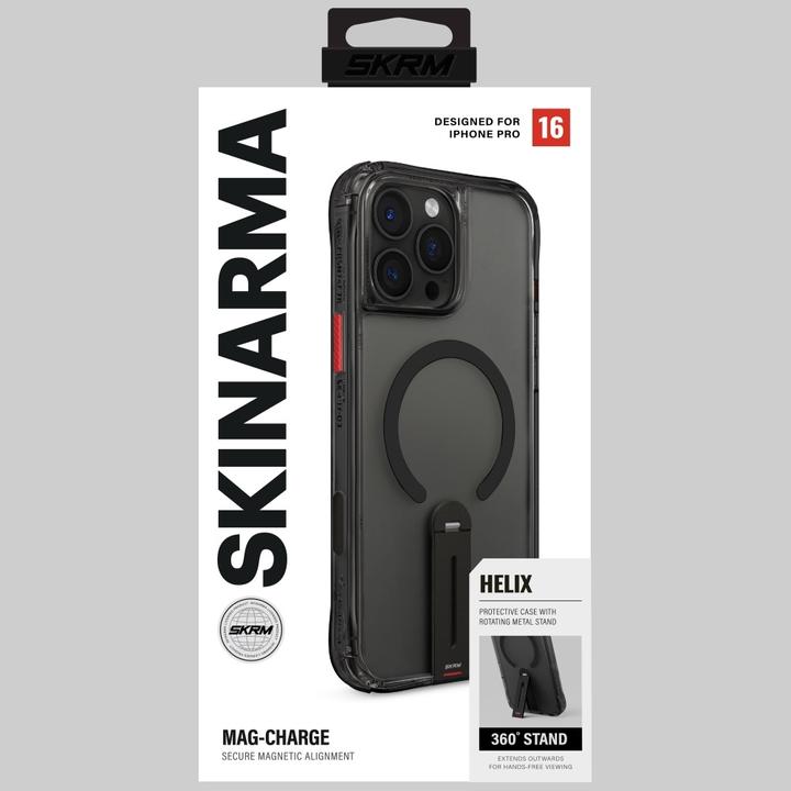 Actual product image Skinarma Case Helix for iPhone 16 Pro Magnetic Charging 360 Rotating Stand black (Apple iPhone 16 Pro)