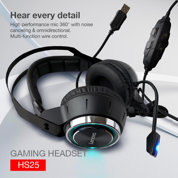 Actual product image Lenovo Gaming Headphones HS25 (Cable)