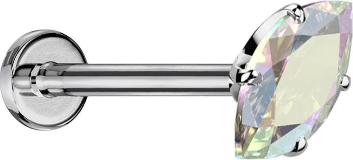 Produktbild Star Piercing Micro Threadless Labret silber mit Oval Kristall multicolor gefasst (ohne Messing, Titan)
