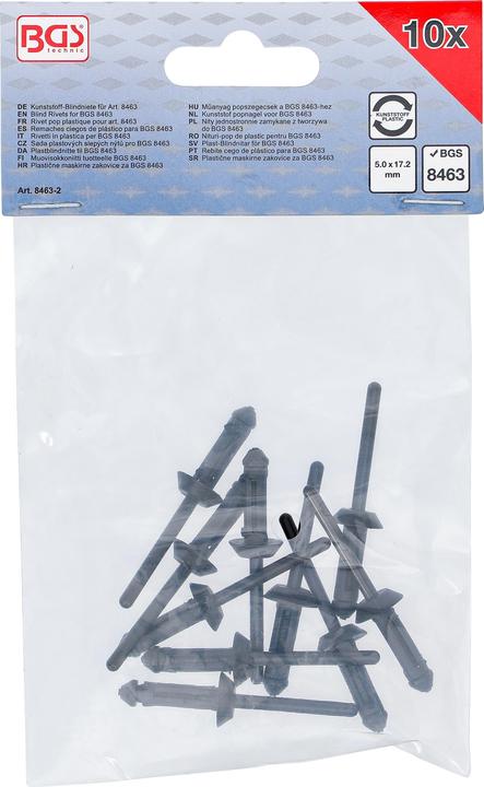 Produktbild BGS Kunststoff-Blindniete für Art. 8463 5,0 x 17,2 mm 10-tlg.