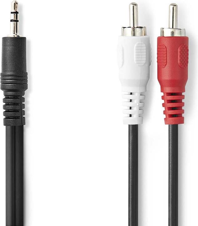 Nedis Stereo-Audiokabel | 3.5 mm Stecker | 2x RCA Stecker | Vernickelt | 2.00 m | Rund | Schwarz | L (2 m, Cinch)