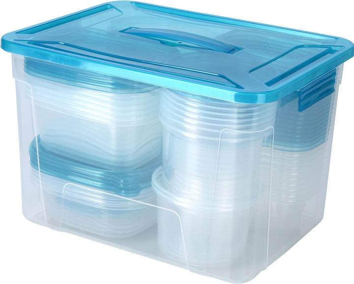 Excellent Houseware Set di barattoli Keep-fresh, 50 pezzi con coperchio, blu (12.60 l)