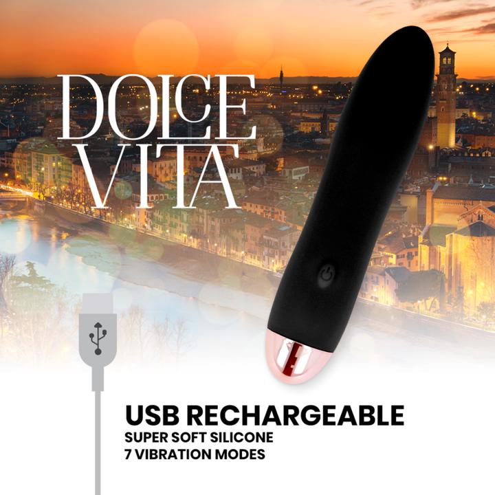 Actual product image Dolce Vita Rechargeable Vibrator Four Black 7 Speeds