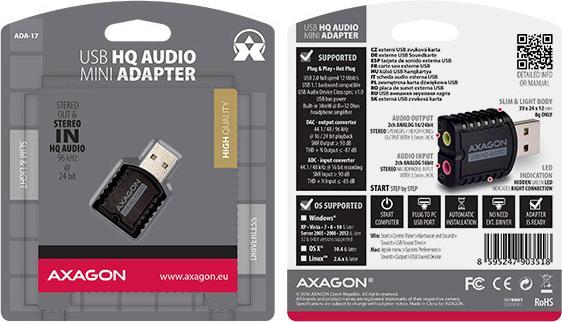 Immagine prodotto Axagon ADA-17 - 16 Bit - 93 dB - USB (USB)