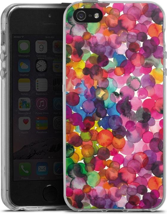 Produktbild DeinDesign Silikon Hülle für Apple iPhone 5 Handyhülle Case Smartphone Schutzhülle Punkte Wasserfarbe bunt (Apple iPhone 5)