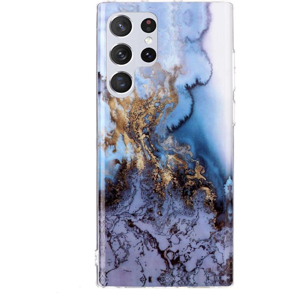Cover-Discount Galaxy S22 Ultra - Silikon Gummi Hülle Blue Marble (Samsung Galaxy S22 Ultra), Smartphone Hülle, Blau