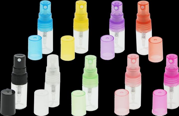 Produktbild 100 Proben-Zerstäuber, 2 ml, sortierte Farben in Allzweck- dose Acryl/Edelstahl (2 ml)