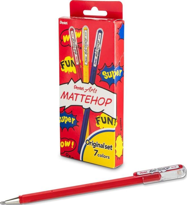 Image du produit Pentel Gelschreiber Mattehop Original 1 mm, Mehrfarbig (Multicolore, 7x)