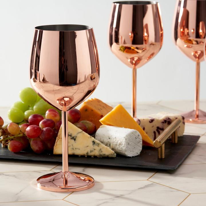 Actual product image Oak & Steel Stainless steel wine glasses rose gold set of 2 (50 cl, 2 Glasses, Wine glasses set)