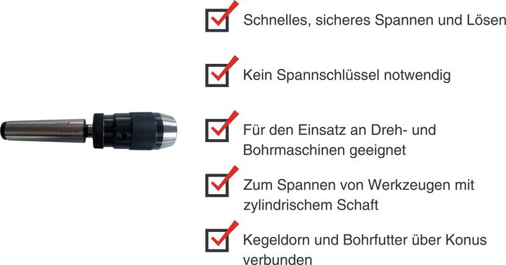 Immagine prodotto Paulimot Schnellspann-Bohrfutter 1-16 mm + Kegeldorn MK4 / M16 / B18