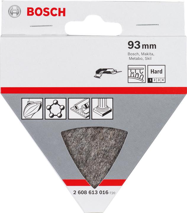Actual product image Bosch Professional Zubehör Polishing felt for triangular grinder and multi-cutter, hard, Velcro, 93 mm (Hard)