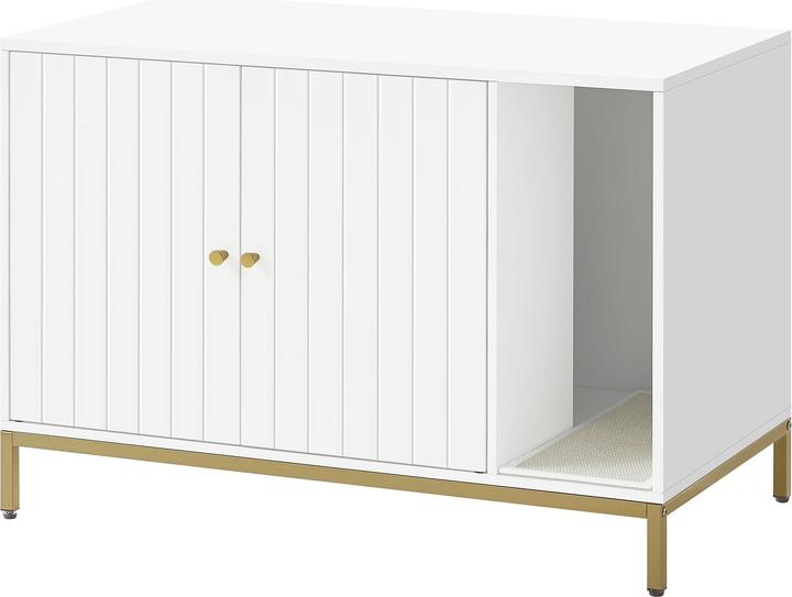 Feandrea Katzenklo-Schrank PCL027W01 mit Kratzmatte und hohen Beinen (Bac à litière fermé)