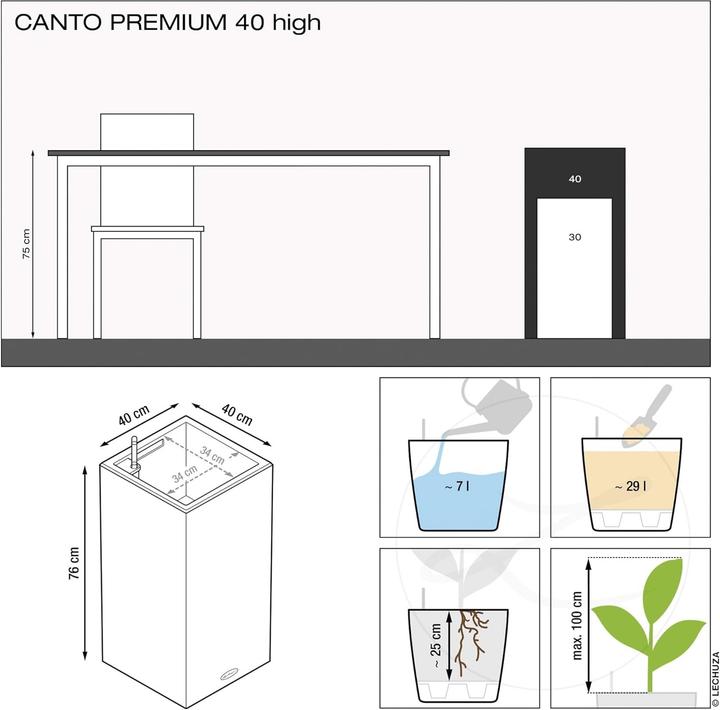 Produktbild Lechuza CANTO Premium 40 metallic (40 x 40 x 75 cm)