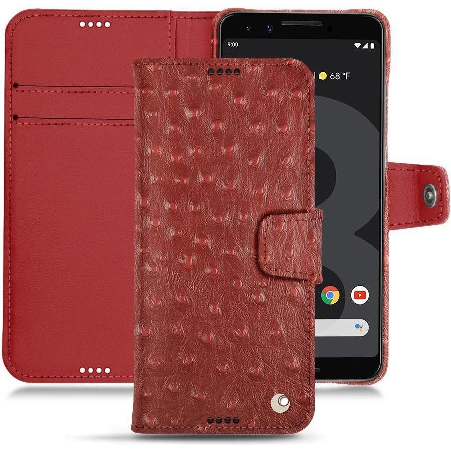 Noreve Lederschutzhülle Wallet (Google Pixel 3), Smartphone Hülle, Rot