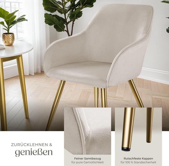 Image du produit tectake Chaise MARILYN Effet velours style scandinave