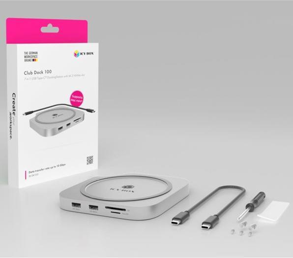 Actual product image Icy Box Club Dock 100 Mac mini Docking Station mit NVMe (USB-C, 4 ports)