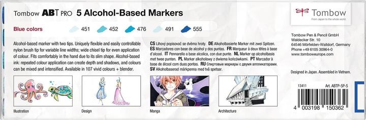 Produktbild Tombow Stifte Blue Colors, mit Box, 5er-Set (Blau, Dunkelblau, Hellblau, 5 x)