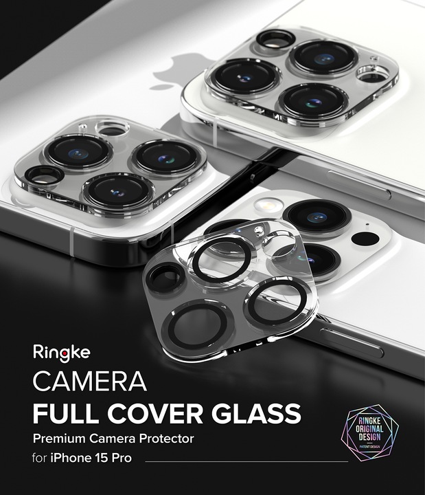 Actual product image Ringke iPhone 15 Pro Camera Styling Camera Island Protector Tempred Glass(2pcs) Transparent (2 Piece, Apple iPhone 15 Pro)