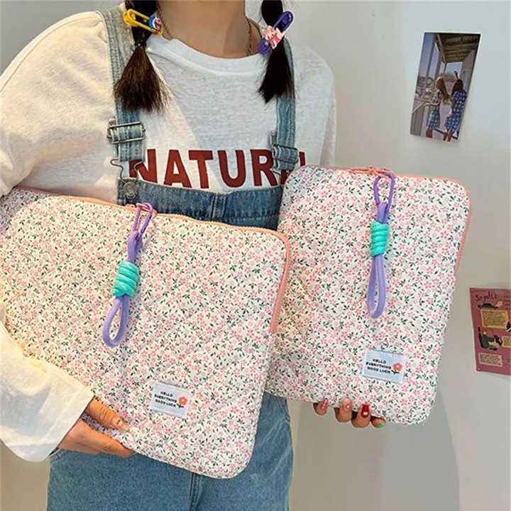 Actual product image Only-Bags.Store Cute flower laptop sleeve computer carrying case bag 11 inch portable desk cover bags
