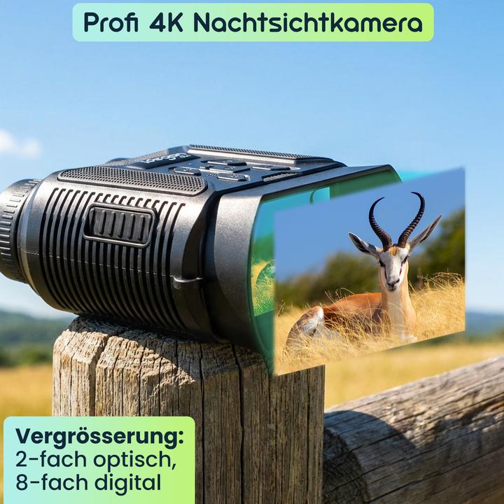 Produktbild Ideoon Profi 4K Nachtsichtkamera Binokular: 500m IR-Digitalkamera für Jagd, Camping & Security