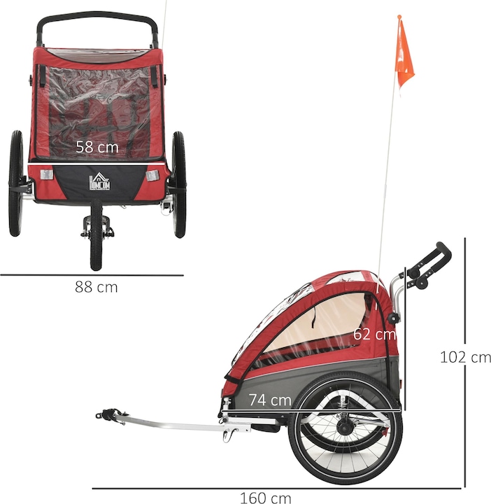 Produktbild Homcom 3in1 Kinderwagen auch als Jogger und Fahrradanhänger