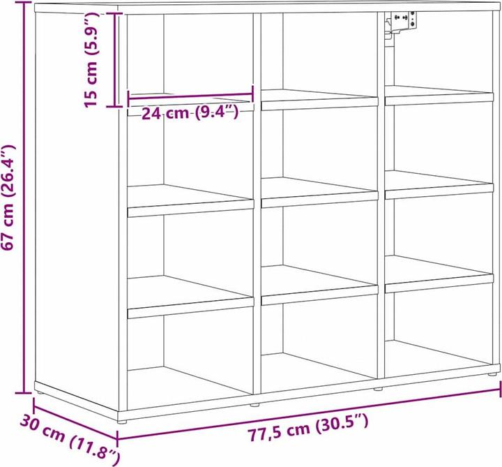 Produktbild vidaXL Schuhschrank (77.50 x 30 x 67 cm)