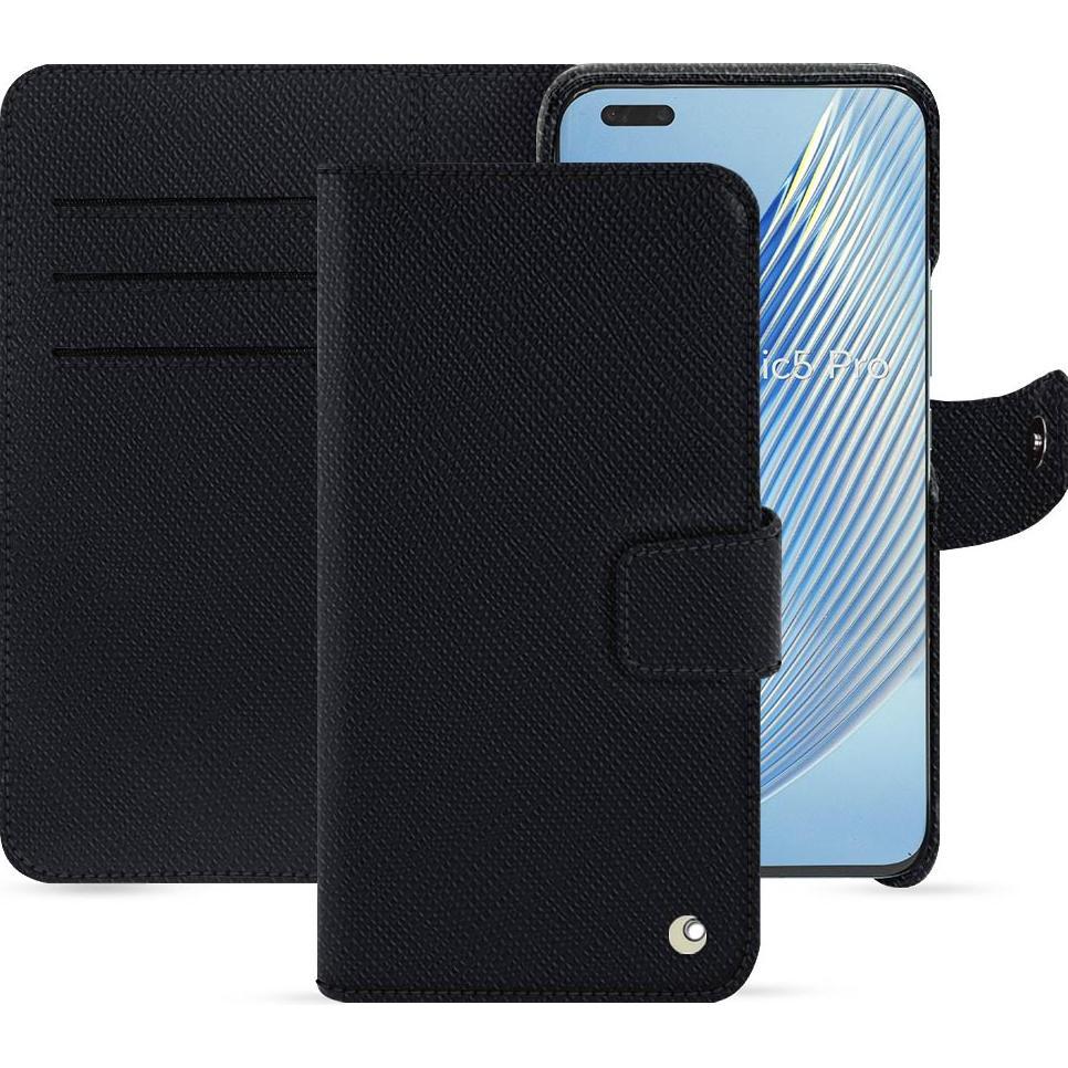 Noreve Lederschutzhülle Honor Magic5 Pro (Honor Magic5 Pro), Smartphone Hülle, Schwarz