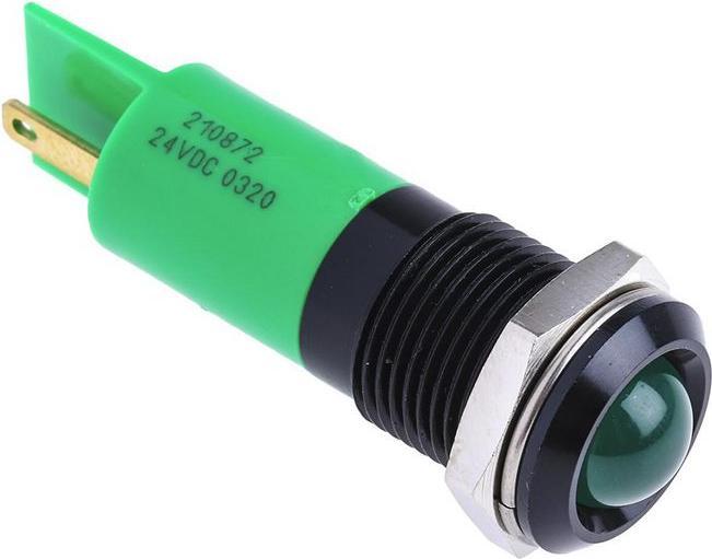 Produktbild RS PRO LED erhaben 14mm schwarz 24Vdc grün