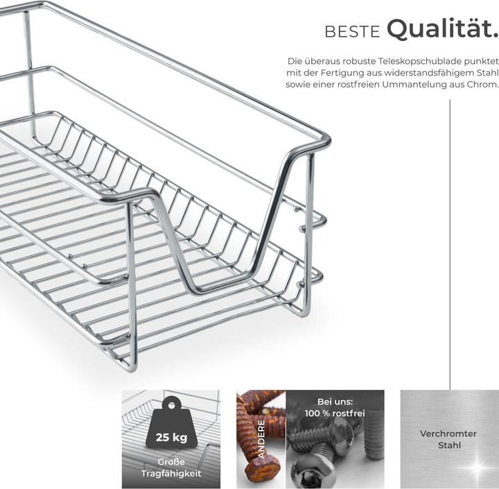 Actual product image tectake 2 Sliding wire baskets with drawer slides