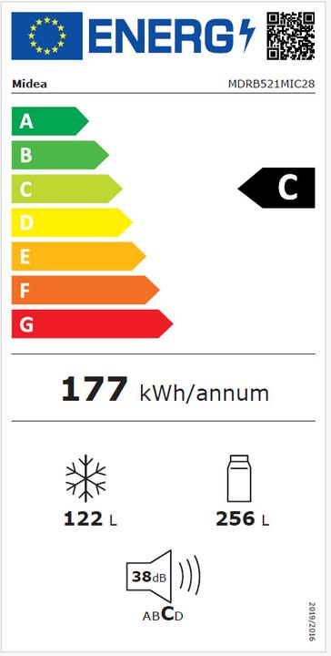 Energie-Label Midea Kühl/Gefrierkombi (378 l)