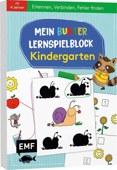 Actual product image Mein bunter Lernspielblock – Kindergarten: Erkennen, Verbinden, Fehler finden (German, Sandy Thissen, 2022)