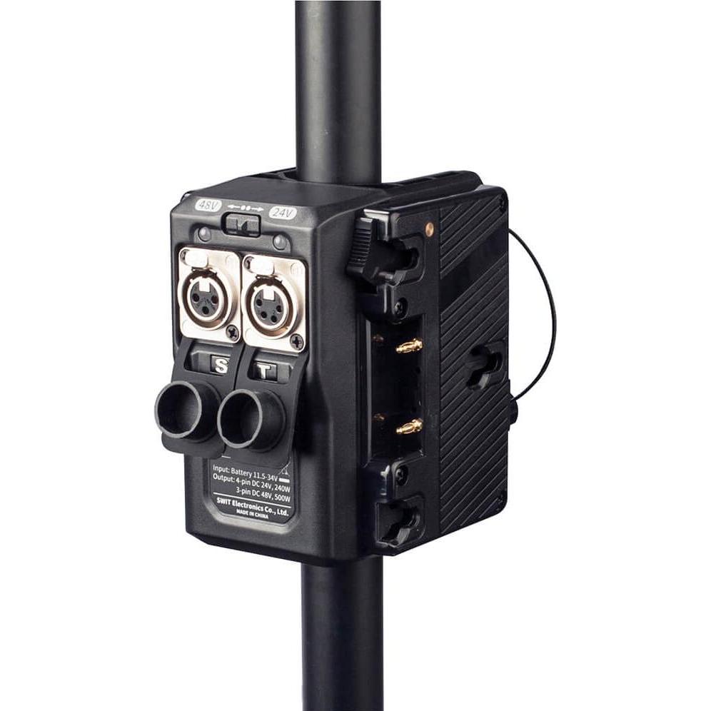 Swit TD-R210S 500W Super Alto Carico 48V/24V Adattatore Flessibile da Stand per doppia batteria, V-m (Adattatore per la batteria della fotocamera), Al