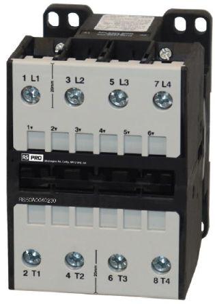 Image du produit RS PRO Contacteur de puissance 230 V bobine, 4 -pôles, 3 400 V / 62 A 30 kW
