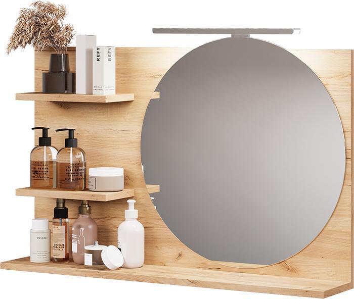 Actual product image Vicco Bathroom mirror cabinet Avena, Oak, 80 x 50 cm with 3 open compartments (80 x 13.50 x 50 cm)