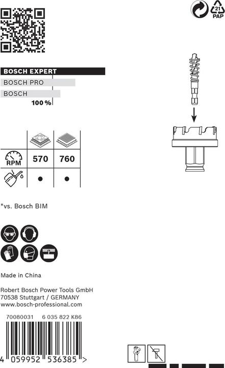 Produktbild Bosch Professional Zubehör EXPERT Sheet Metal Lochsäge 21 x 5 mm (21 mm)