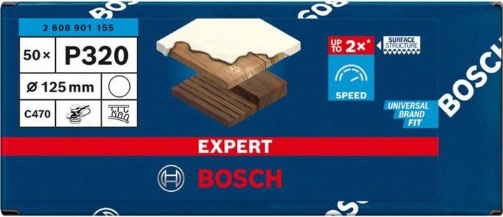 Actual product image Bosch Professional Zubehör EXPERT C470 Abrasive paper without holes for angle grinders and drills, 125 mm, G 320, 50 pcs. (320)
