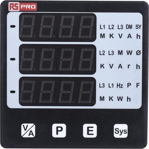 Produktbild RS PRO Dig Multi Func Meter, 96x96, 3Ph, V A F