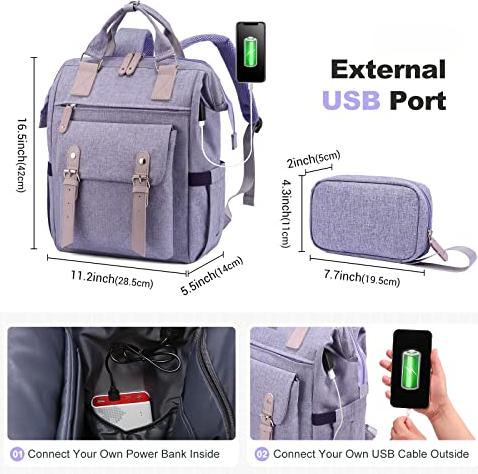 Produktbild Only-Bags.Store Laptop Rucksack, Schulrucksack Teenager 15,6 Zoll mit Datenkabel-Beutel & USB Ladeanschluss