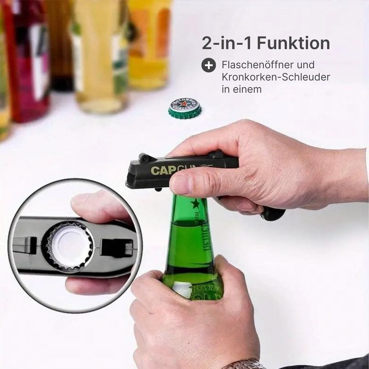 Produktbild Hermex Cap-Gun-Bierflaschenöffner mit Kronkorken-Schleuder Flaschenöffner Kapselheber (Kapselheber)
