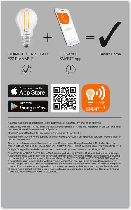 Produktbild Ledvance Smart+ Wifi Filament Classic (E27, 806 lm, 1 x)