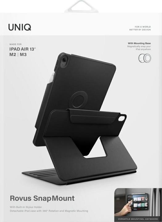 Produktbild Uniq Case Rovus Snapmount Magnetic 360 Rotating Detachable for iPad Air 13" M2/M3 (2024/2025) black (Apple iPad Air 13 2024)