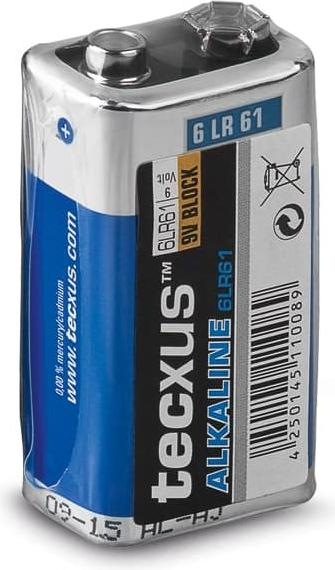 Actual product image Tecxus 9 Volt Block - Battery 9V - Alkaline (1 pcs., 9V Block, 550 mAh)
