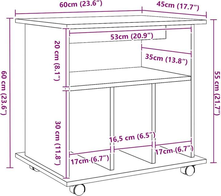 Produktbild vidaXL Rollschrank (45 x 60 x 60 cm)