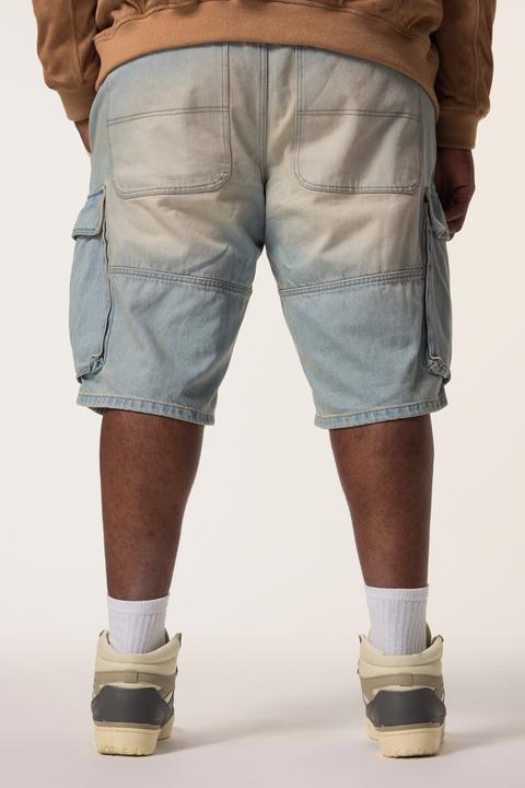 Actual product image Sthuge denim Bermuda shorts, baggy fit, Cargo pockets, bleached denim, up to size 72 (68)